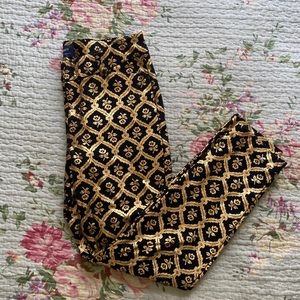 Black and Gold Cropped Pixie Pants